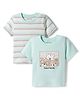 Babyoye 100% Cotton Knit Half Sleeves T-Shirts with Animal Print & Stripes Pack of 2 - Multicolor