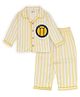 TIPPY TOP Pure Cotton Woven Full Sleeves Basketball Patch Detailed Striped Night Suit Set - Yellow