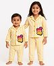 TIPPY TOP Pure Cotton Woven Full Sleeves Good Vibes Only Text Patch Detailed Striped Night Suit Set - Yellow