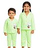TIPPY TOP Pure Cotton Woven Full Sleeves Rabbit Patch Detailed Striped Night Suit Set - Green
