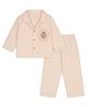 TIPPY TOP Pure Cotton Woven Full Sleeves Striped & Abstract Patch Detailed Coordinating Night Suit Set - Peach