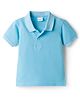 Babyhug Cotton Knit Half Sleeves Solid Colour Polo T-Shirt  - Light Blue
