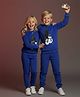 Cherry Crumble By Nitt Hyman Christmas Theme Knit Full Sleeves Snowman Applique Detailed Unisex Night Suit Set - Blue