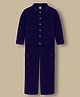 Cherry Crumble By Nitt Hyman Cotton Woven Full Sleeves Solid Winter Jacket & Pant Set - Blue