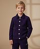 Cherry Crumble By Nitt Hyman Cotton Woven Full Sleeves Solid Winter Jacket & Pant Set - Blue