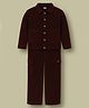 Cherry Crumble By Nitt Hyman Cotton Woven Full Sleeves Solid Winter Jacket & Pant Set - Wine