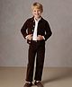 Cherry Crumble By Nitt Hyman Cotton Woven Full Sleeves Solid Winter Jacket & Pant Set - Wine
