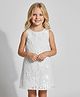 Cherry Crumble By Nitt Hyman Knit Sleeveless Floral Designed Sequins & Beads Embellished Dress - White