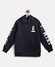 Cherry Crumble By Nitt Hyman Cotton Blend Knit Full Sleeves Rocket Patch Detailed Light Winter Unisex Hooded Sweatshirt - Navy Blue