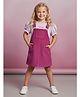 Cherry Crumble By Nitt Hyman Cotton Woven Solid Pinafore Dress With Half Puffed Sleeves Tee - Lavender