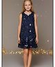 Cherry Crumble By Nitt Hyman Knit Sleeveless Floral Applique Detailed Sequins Embellished Dress - Navy Blue