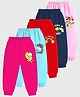 KUCHIPOO Cotton Knit Pack Of 5 Cat Rainbow & Unicorn Printed Track Pants - Pink Red Navy Blue & Dark Pink
