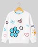 KUCHIPOO Fleece Knit Full Sleeves Floral & Hearts Printed Winter Sweatshirt - White