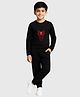 KUCHIPOO Cotton Knit Marvel Featuring Full Sleeves Spiderman Back Printed Tee & Joggers Set - Black