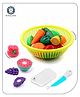 Aditi Toys Fruits & Vegetables Set in a Basket Includes Chopping Board & Knife BIS Approved - Yellow