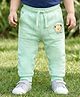 Babyoye 100% Cotton Knit Full Length Lounge Pant With Bear Patch - Mint