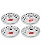 CutTales  Baby Feeding Plate 5 Compartment Round Steel Dinner Plates | Toddler Meal Tray with Handle | BPA Free Kids Dinner Plate | Self Feeding Training Plate Pack Of 4