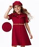 Hola Bonita Knit Half Sleeves Texture Solid Color Shirt Dress With Belt - Maroon