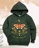 NUSYL Fleece Knit Full Sleeves Butterfly Printed Light Winter Hoodie - Olive Green