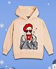 NUSYL Fleece Knit Full Sleeves Cool Girl Printed Light Winter Hoodie - Beige