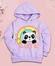 NUSYL Fleece Knit Full Sleeves Cute Panda Printed Light Winter Hoodie - Lilac