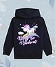 NUSYL Fleece Knit Full Sleeves Along The Rainbow Text Printed Light Winter Hoodie - Navy Blue