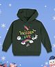 NUSYL Fleece Knit Full Sleeves Unicorn Life Text Printed Light Winter Hoodie - Olive