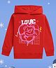NUSYL Fleece Knit Full Sleeves Love Text Printed Light Winter Hoodie - Red
