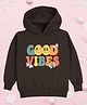 NUSYL Fleece Knit Full Sleeves Good Vibes Text Printed Light Winter Hoodie - Brown