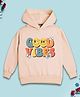 NUSYL Fleece Knit Full Sleeves Good Vibes Text Printed Light Winter Hoodie - Beige