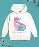 NUSYL Fleece Knit Full Sleeves Cute Baby Dinosaur Printed  Light Winter Hoodie - White