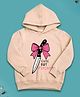 NUSYL Fleece Knit Full Sleeves Cute Psycho Text Printed Light Winter Hoodie - Beige