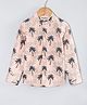 Hugsntugs Cotton Woven Full Sleeves Palm Tree Printed Shirt - Peach