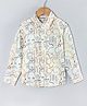 Hugsntugs Cotton Woven Full Sleeves Dinosaur Printed Shirt - Off White