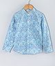 Hugsntugs Cotton Woven Full Sleeves Floral Printed Shirt - Blue