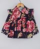 Hugsntugs Cotton Woven Full Sleeves Roses Printed Top - Black