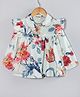 Hugsntugs Cotton Woven Full Sleeves Floral Printed Top - White