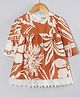 Hugsntugs Cotton Woven Three Fourth Sleeves Floral Printed Top - Rust Red