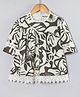 Hugsntugs Cotton Woven Full Sleeves Leaves Printed Top - Dark Grey