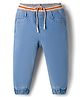 Babyhug Denim Full Length Solid Colour Washed Joggers - Light Blue