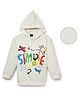 Sportking Cotton Blend Knit Full Sleeves Simple Text Printed Light Winter Hooded Sweatshirt - White