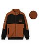 Sportking Cotton Blend Knit Full Sleeves Colour Blocked Winter Sweatjacket - Tan & Black