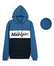 Sportking Cotton Blend Knit Full Sleeves Michigan Text Embroidered & Colour Blocked Light Winter Hooded Sweatshirt - Blue