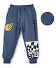 Sportking Cotton  Blend Knit Car Raceing Theme Printed Track Pants - Denim