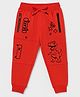 Sportking Cotton Blend Knit Cute Baby Dinosaur Printed Joggers - Red