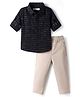 Babyhug Cotton Woven Full Sleeves Striped Shirt & Trouser Set - Black
