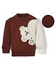 Sportking Cotton Blend Knit Full Sleeves Teddy Bear Embroidered Light Winter Sweatshirt - Brown