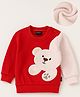 Sportking Cotton Blend Knit Full Sleeves Teddy Bear Embroidered Light Winter Sweatshirt - Red