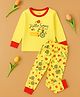 Kidbea Cotton Knit Full Sleeves Hello Spring Text & Floral Printed Night Suit Set - Yellow