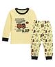 Kidbea Cotton Knit Full Sleeves Heroes Do Not Need Sleep Text Printed Night Suit Set - Cream